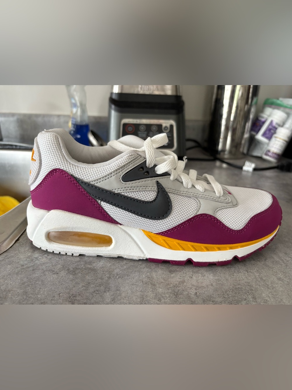 Nike White, Magenta & Yellow Air Cushion Trainer